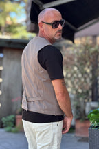 TELAMIRA GILET RIGATO - TORTORA