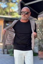 TELAMIRA GILET RIGATO - TORTORA