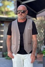 TELAMIRA GILET RIGATO - TORTORA