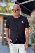 TELAMIRA GILET RIGATO - NERO