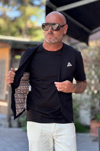 TELAMIRA GILET RIGATO - NERO