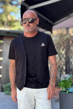 TELAMIRA GILET RIGATO - NERO