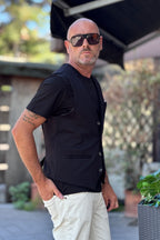 TELAMIRA GILET RIGATO - NERO