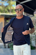 TELAMIRA GILET RIGATO - BLU