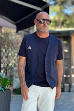 TELAMIRA GILET RIGATO - BLU