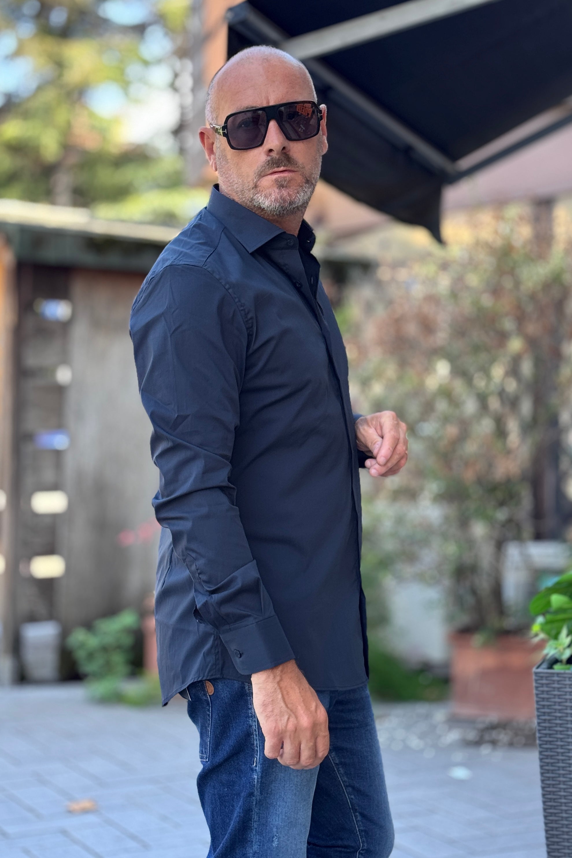 DANIELE ALESSANDRINI CAMICIA SLIM COLLO FRANCIA - BLU