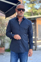 DANIELE ALESSANDRINI CAMICIA SLIM COLLO FRANCIA - BLU