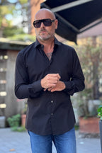 DANIELE ALESSANDRINI CAMICIA SLIM COLLO FRANCIA - NERO