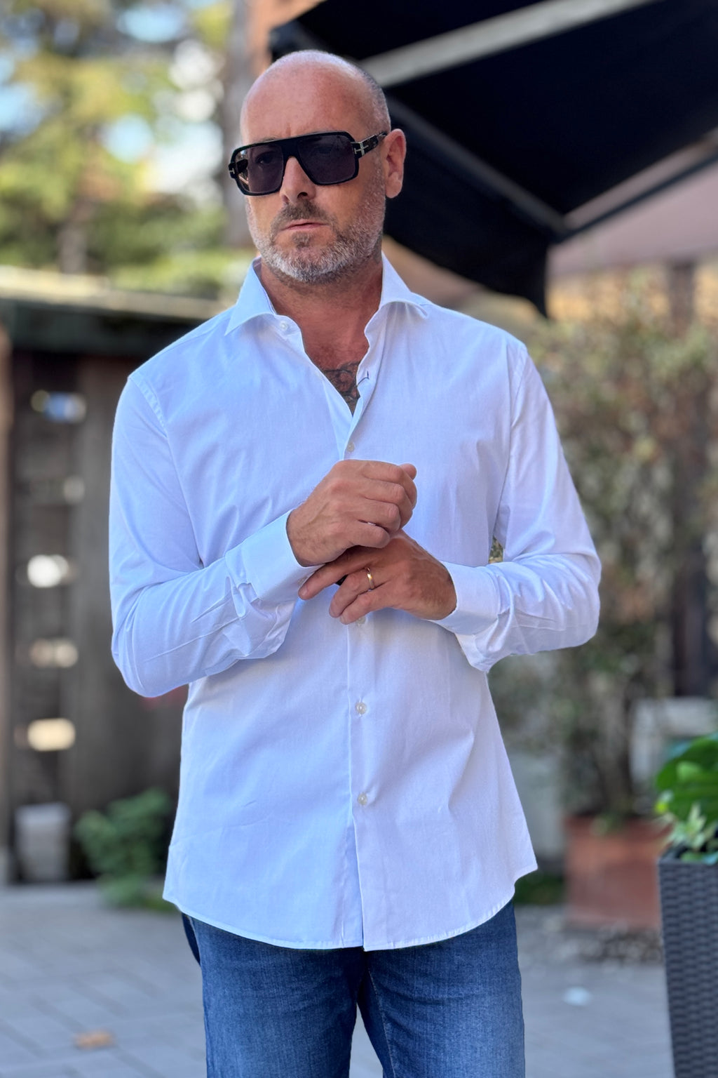 DANIELE ALESSANDRINI CAMICIA SLIM COLLO FRANCIA - BIANCA