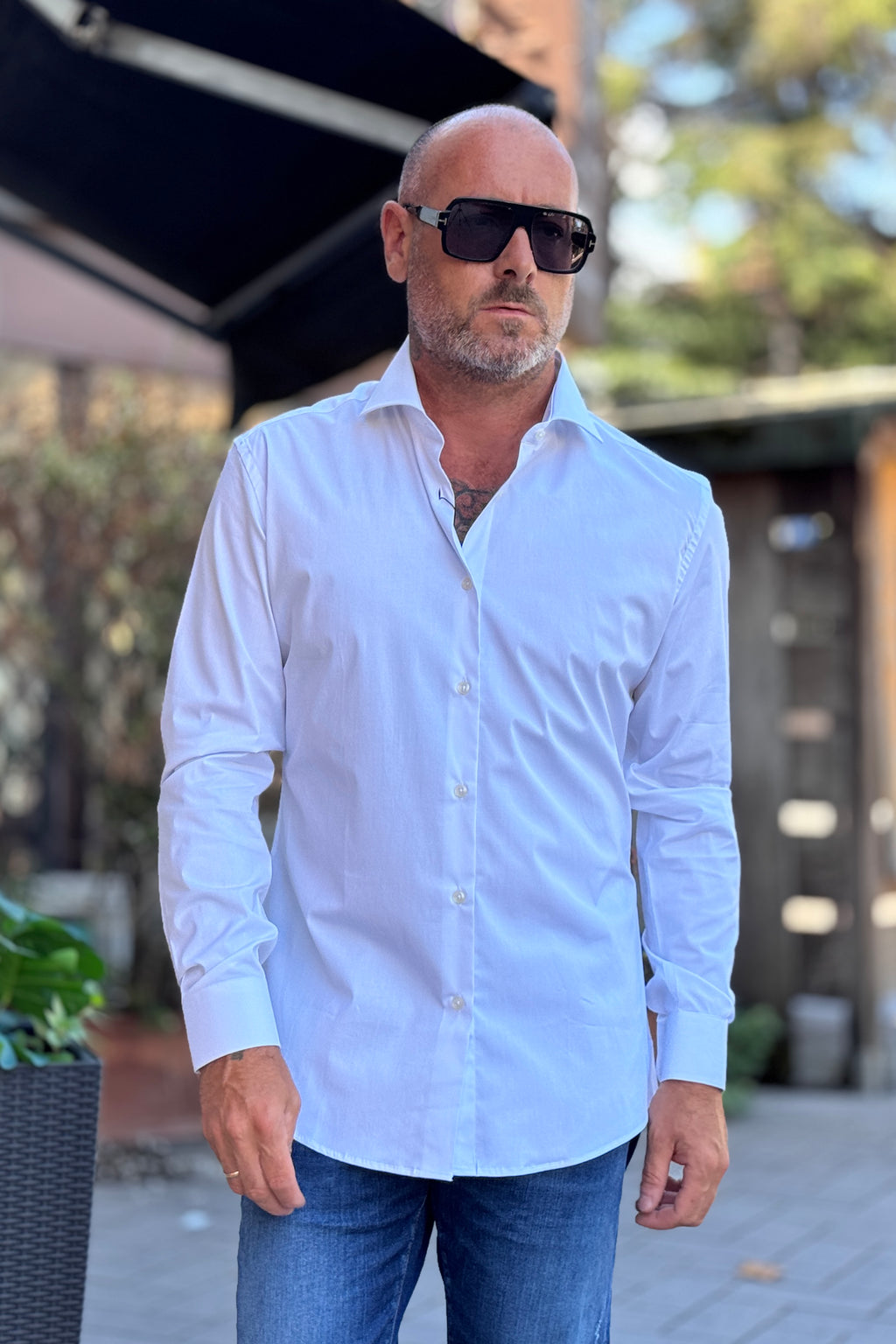 DANIELE ALESSANDRINI CAMICIA SLIM COLLO FRANCIA - BIANCA