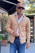 DANIELE ALESSANDRINI CARDIGAN SUPER SOFT - BEIGE