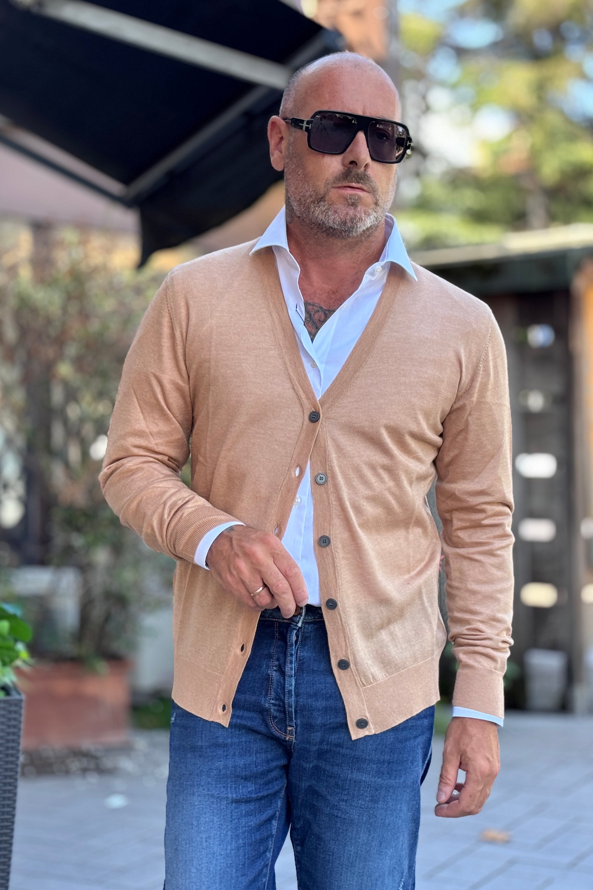 DANIELE ALESSANDRINI CARDIGAN SUPER SOFT - BEIGE