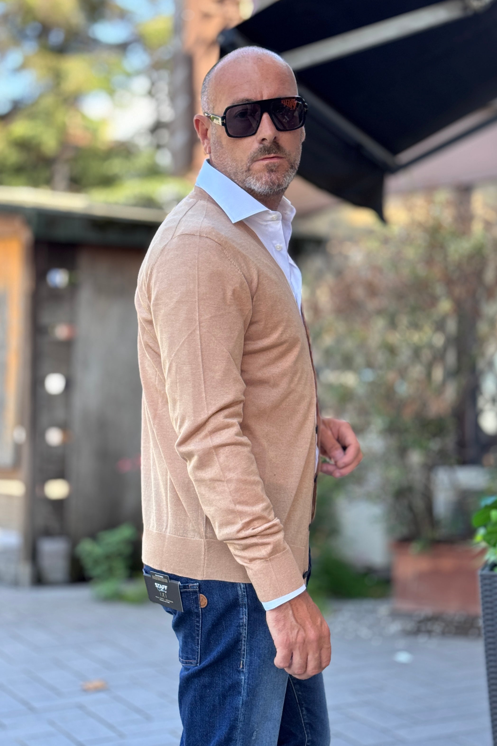 DANIELE ALESSANDRINI CARDIGAN SUPER SOFT - BEIGE