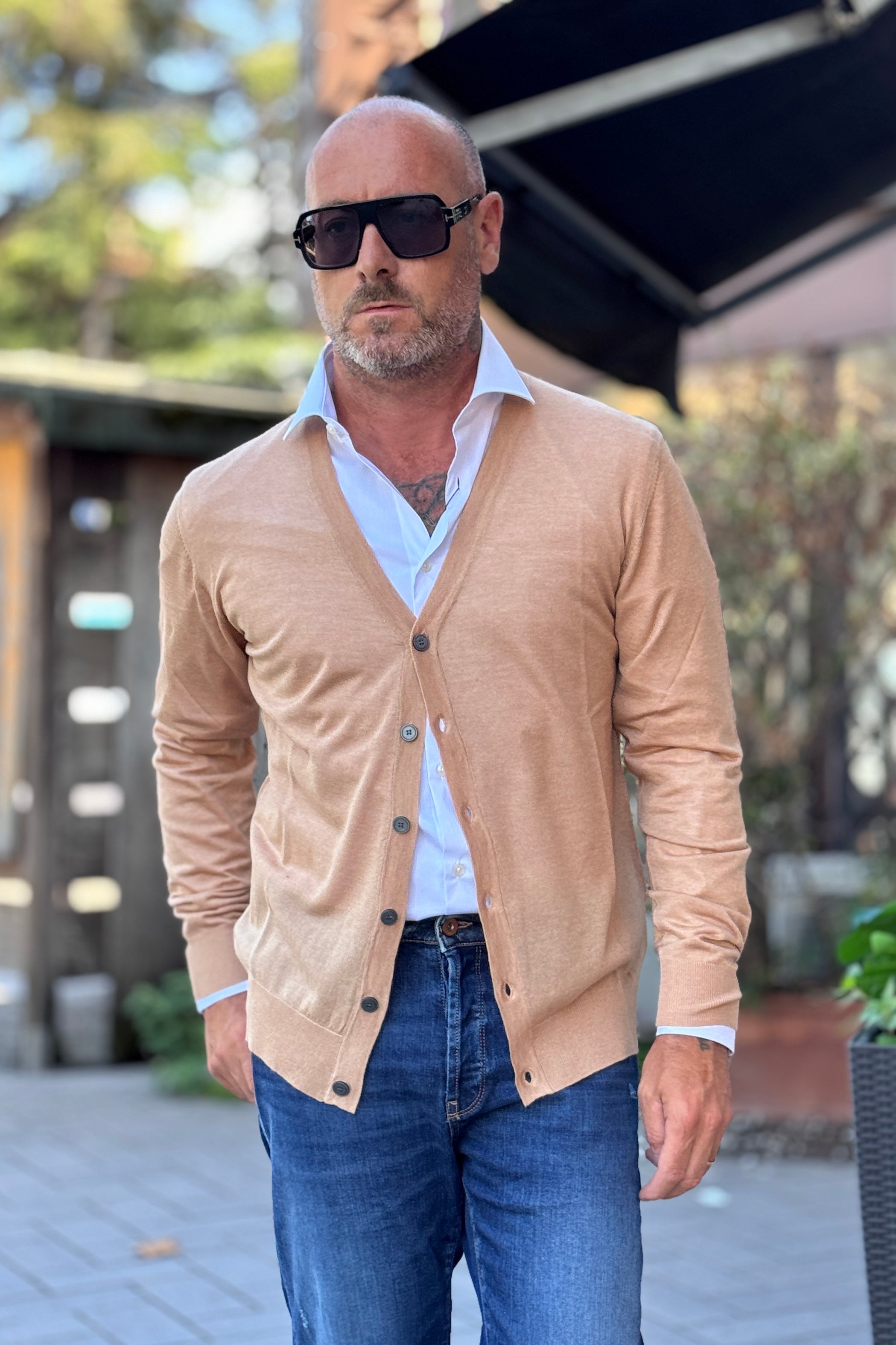DANIELE ALESSANDRINI CARDIGAN SUPER SOFT - BEIGE
