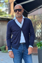 DANIELE ALESSANDRINI CARDIGAN SUPER SOFT - BLU