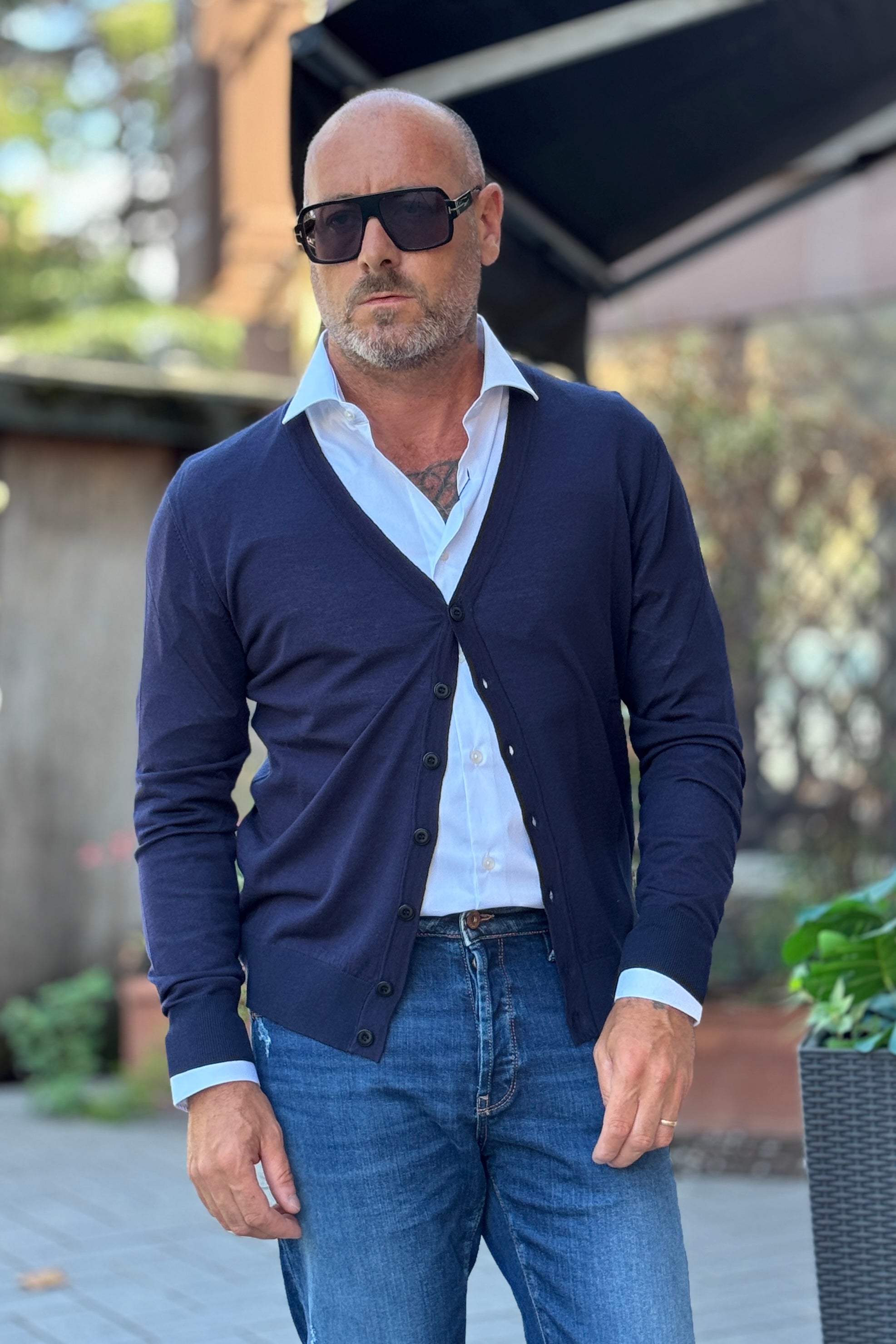 DANIELE ALESSANDRINI CARDIGAN SUPER SOFT - BLU