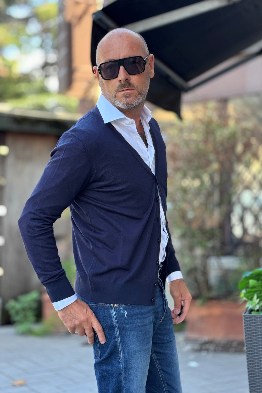 DANIELE ALESSANDRINI CARDIGAN SUPER SOFT - BLU