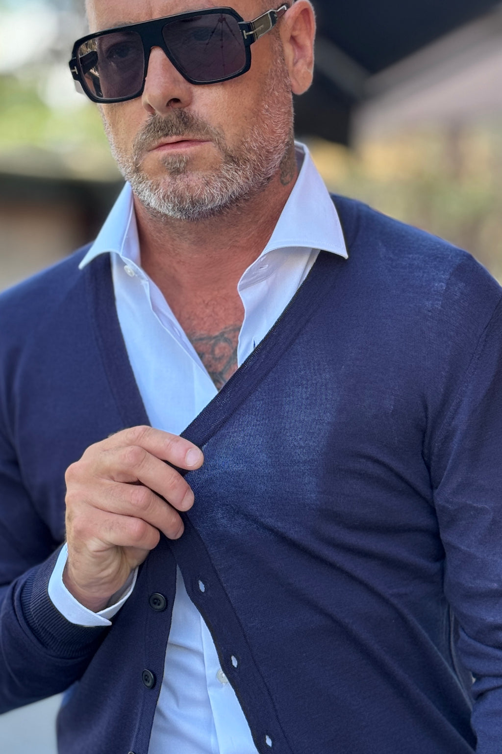 DANIELE ALESSANDRINI CARDIGAN SUPER SOFT - BLU