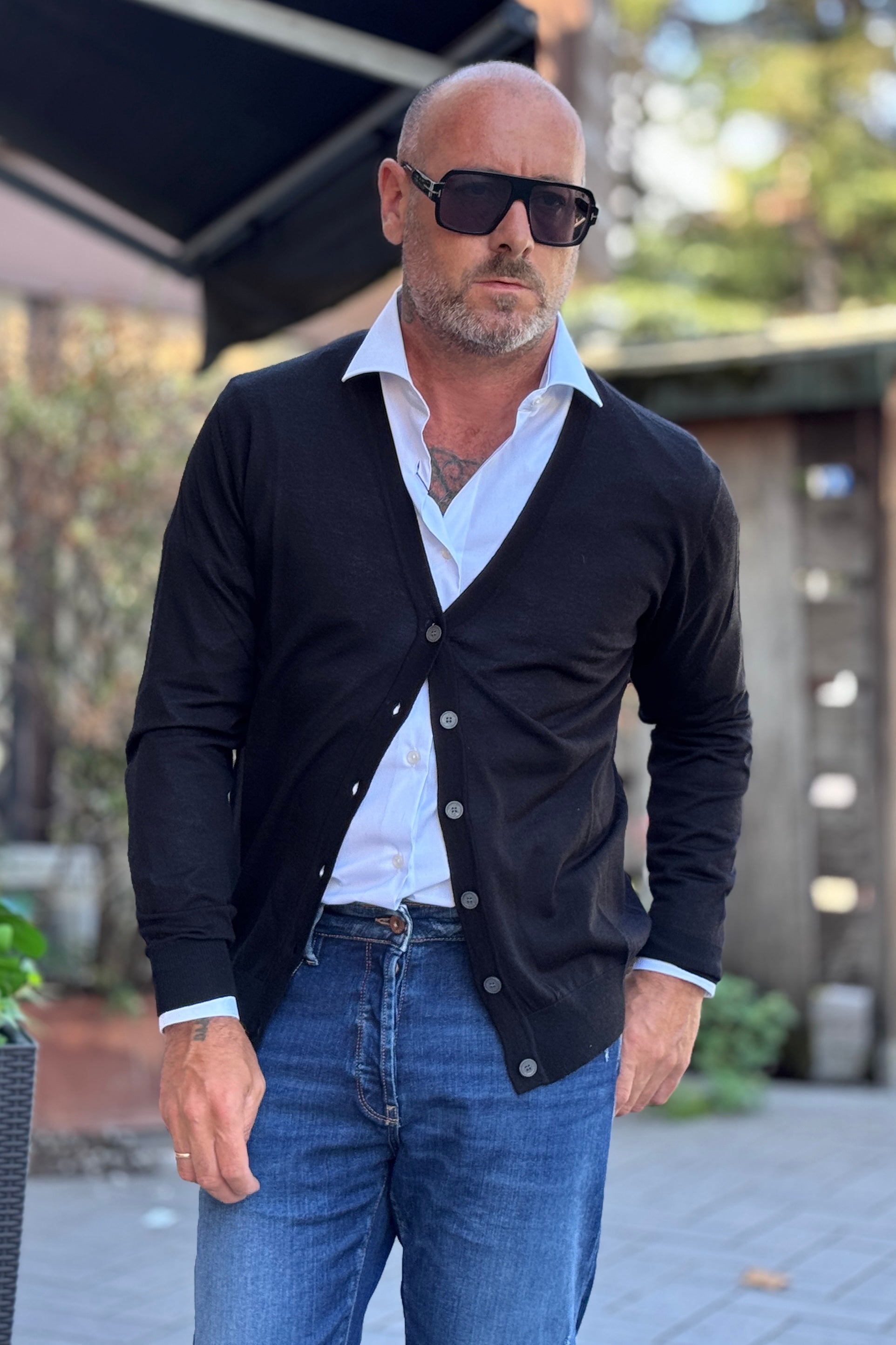 DANIELE ALESSANDRINI CARDIGAN SUPER SOFT - NERO