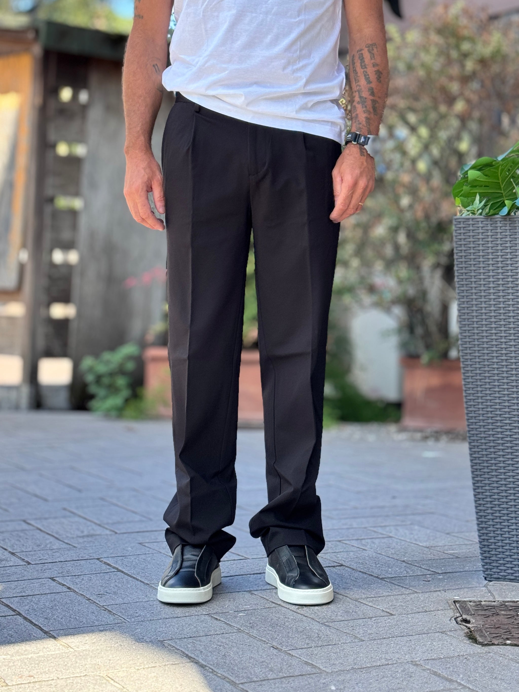 DANIELE ALESSANDRINI PANTALONE LOOSE FIT - NERO