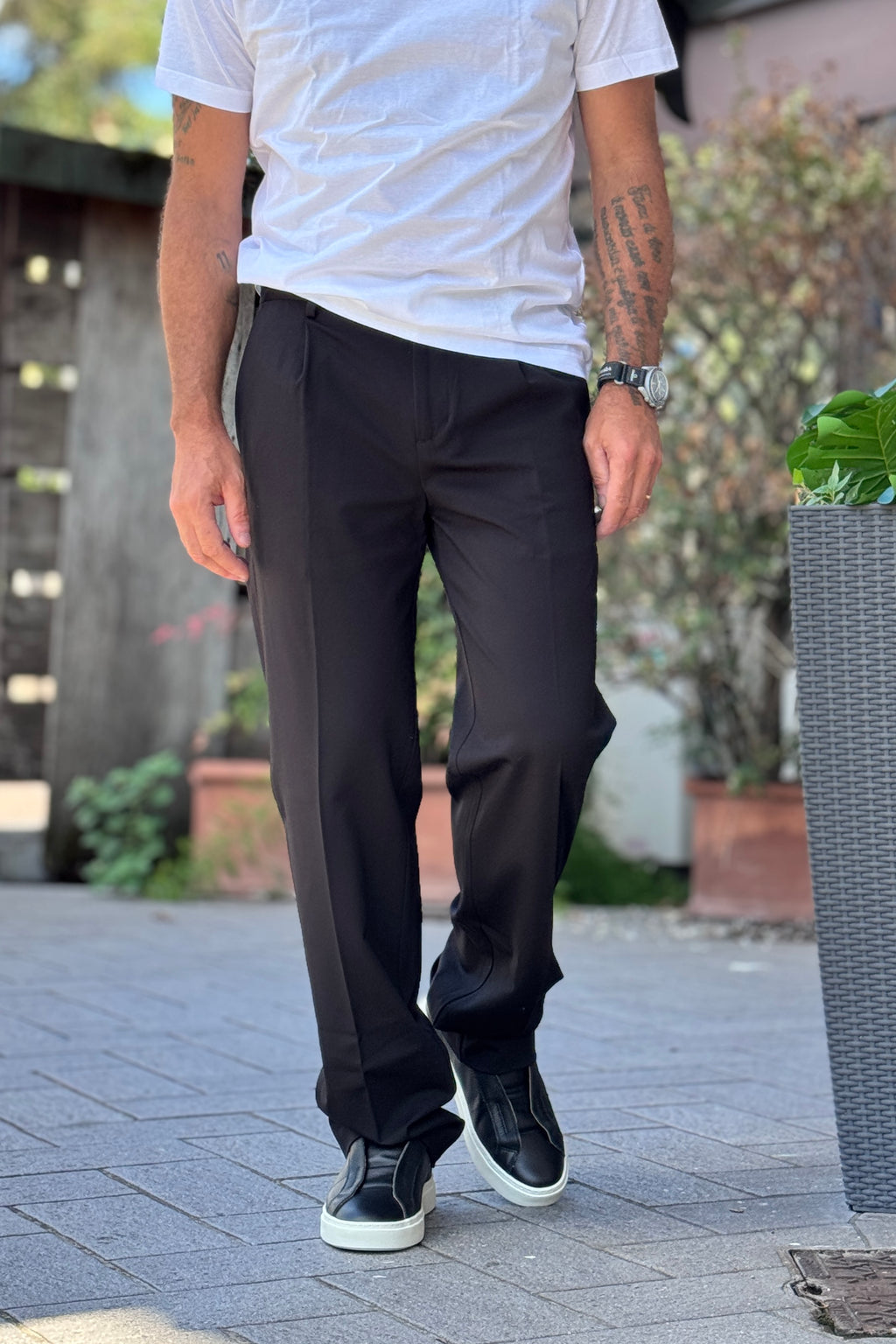 DANIELE ALESSANDRINI PANTALONE LOOSE FIT - NERO