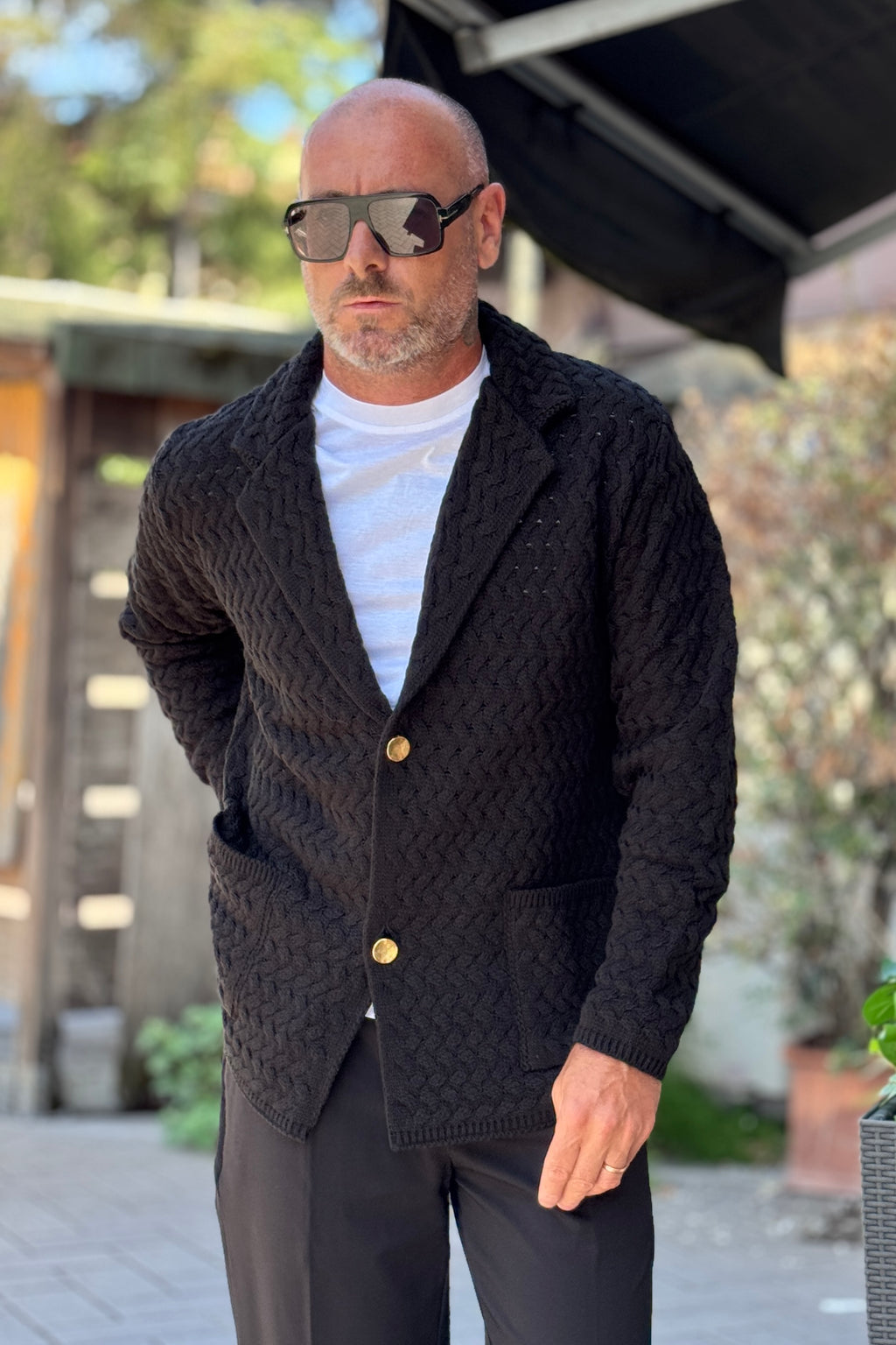 DANIELE ALESSANDRINI GIACCA IN MAGLIA - NERO