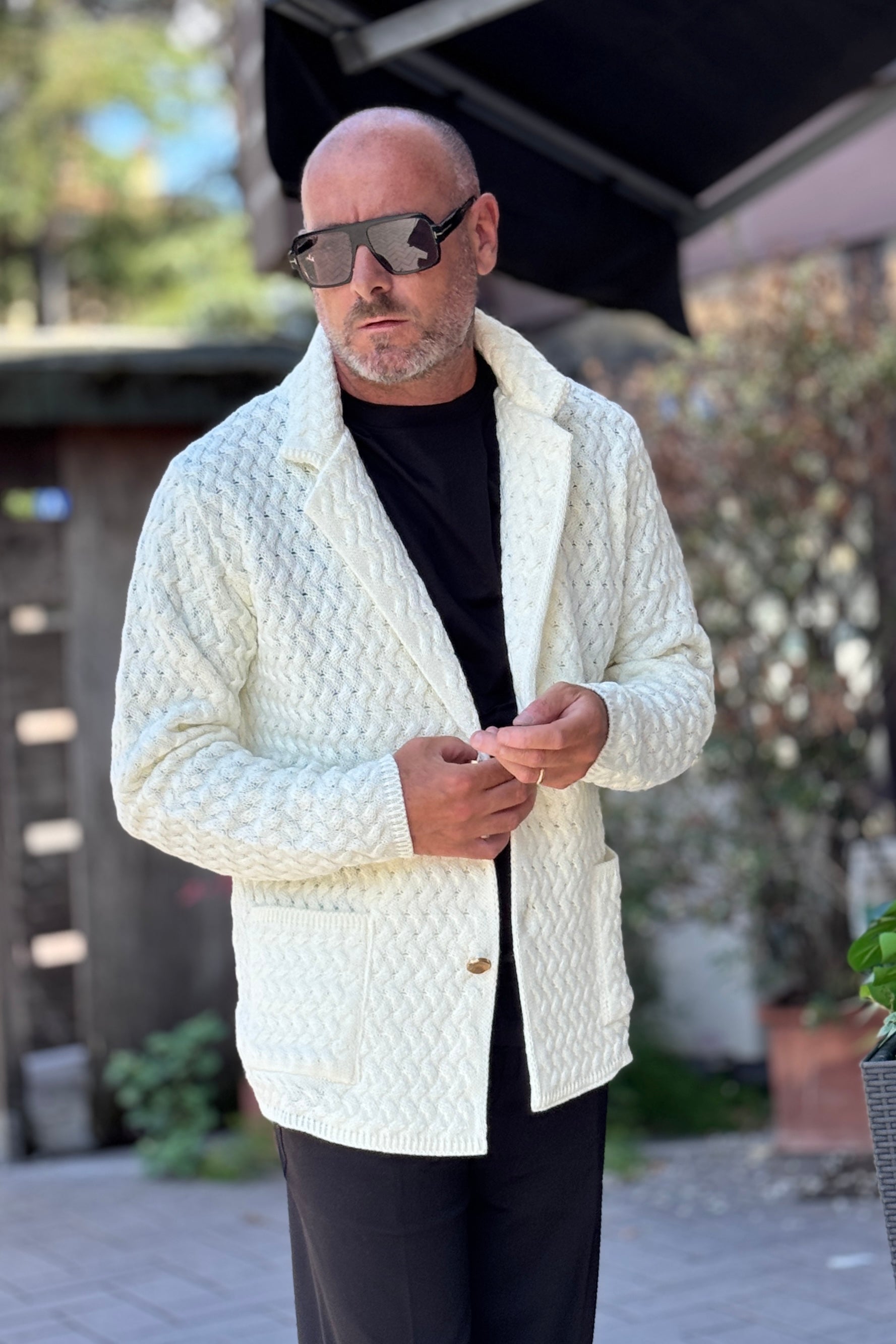 DANIELE ALESSANDRINI GIACCA IN MAGLIA - BIANCO