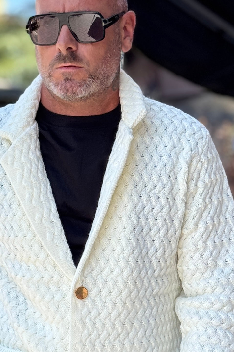 DANIELE ALESSANDRINI GIACCA IN MAGLIA - BIANCO