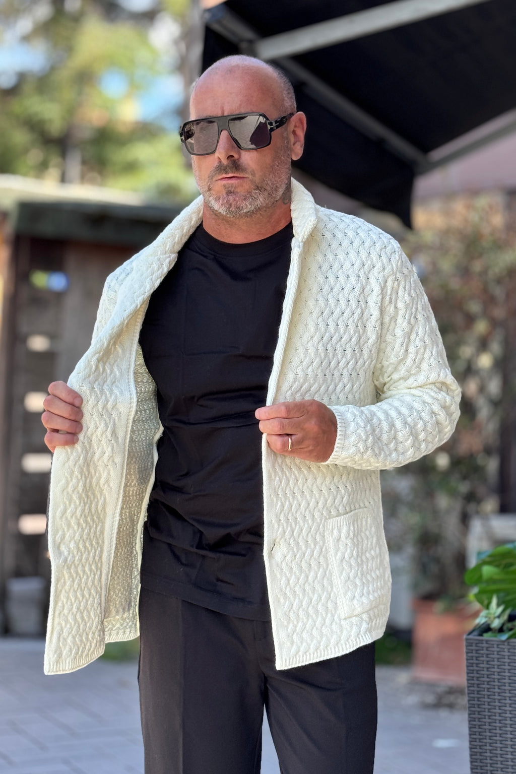 DANIELE ALESSANDRINI GIACCA IN MAGLIA - BIANCO