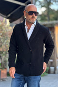 DANIELE ALESSANDRINI GIACCA IN MAGLIA COLLO SCIALLATO - NERO