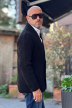 DANIELE ALESSANDRINI GIACCA IN MAGLIA COLLO SCIALLATO - NERO