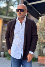 DANIELE ALESSANDRINI GIACCA IN MAGLIA COLLO SCIALLATO - CIOCCOLATO