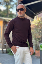 TELAMIRA MAGLIA GIROCOLLO CON TOPPA GOMITO - CIOCCOLATO