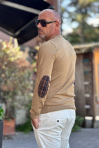 TELAMIRA MAGLIA GIROCOLLO CON TOPPA GOMITO - CAMEL