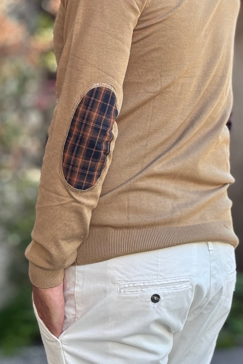 TELAMIRA MAGLIA GIROCOLLO CON TOPPA GOMITO - CAMEL