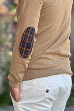 TELAMIRA MAGLIA GIROCOLLO CON TOPPA GOMITO - CAMEL