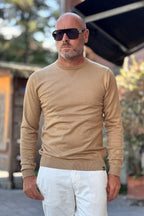 TELAMIRA MAGLIA GIROCOLLO CON TOPPA GOMITO - CAMEL