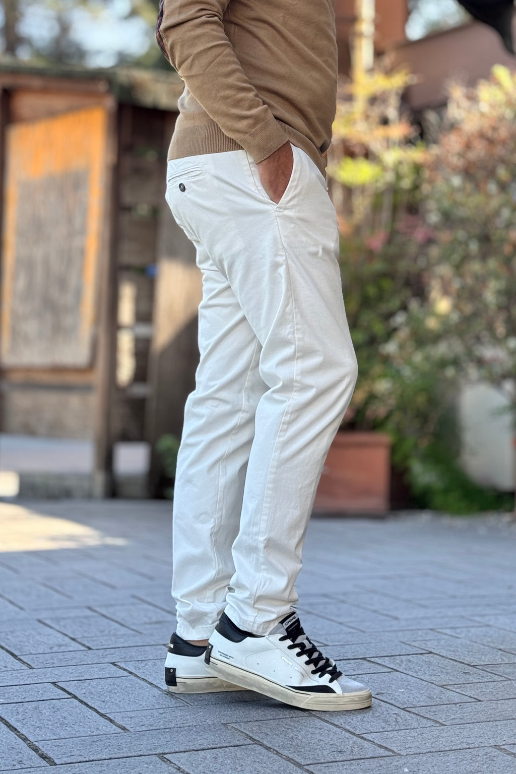TELAMIRA PANTALONE CHINO - BIANCO