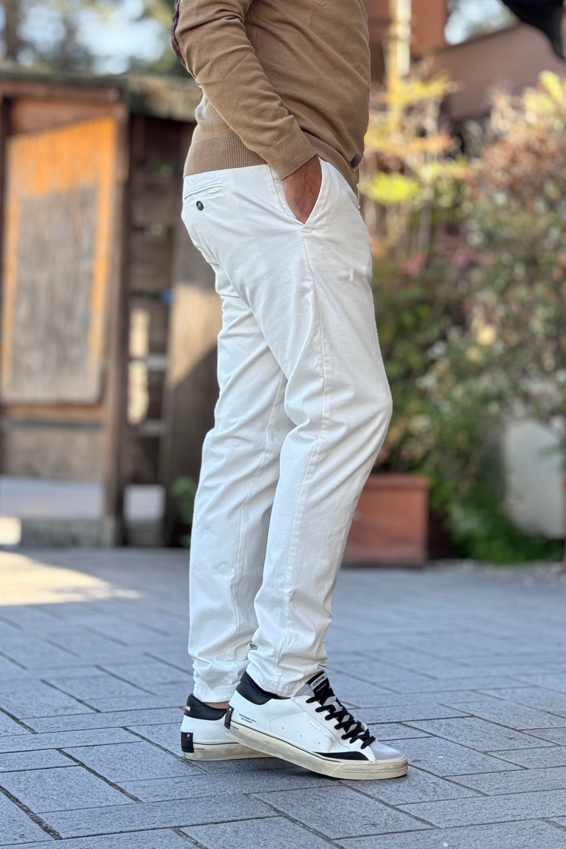 TELAMIRA PANTALONE CHINO - BIANCO