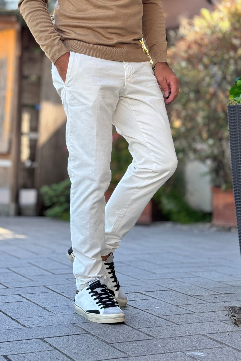 TELAMIRA PANTALONE CHINO - BIANCO