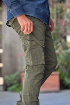 TELAMIRA PANTALONE CARGO IN COTONE STRETCH - VERDE