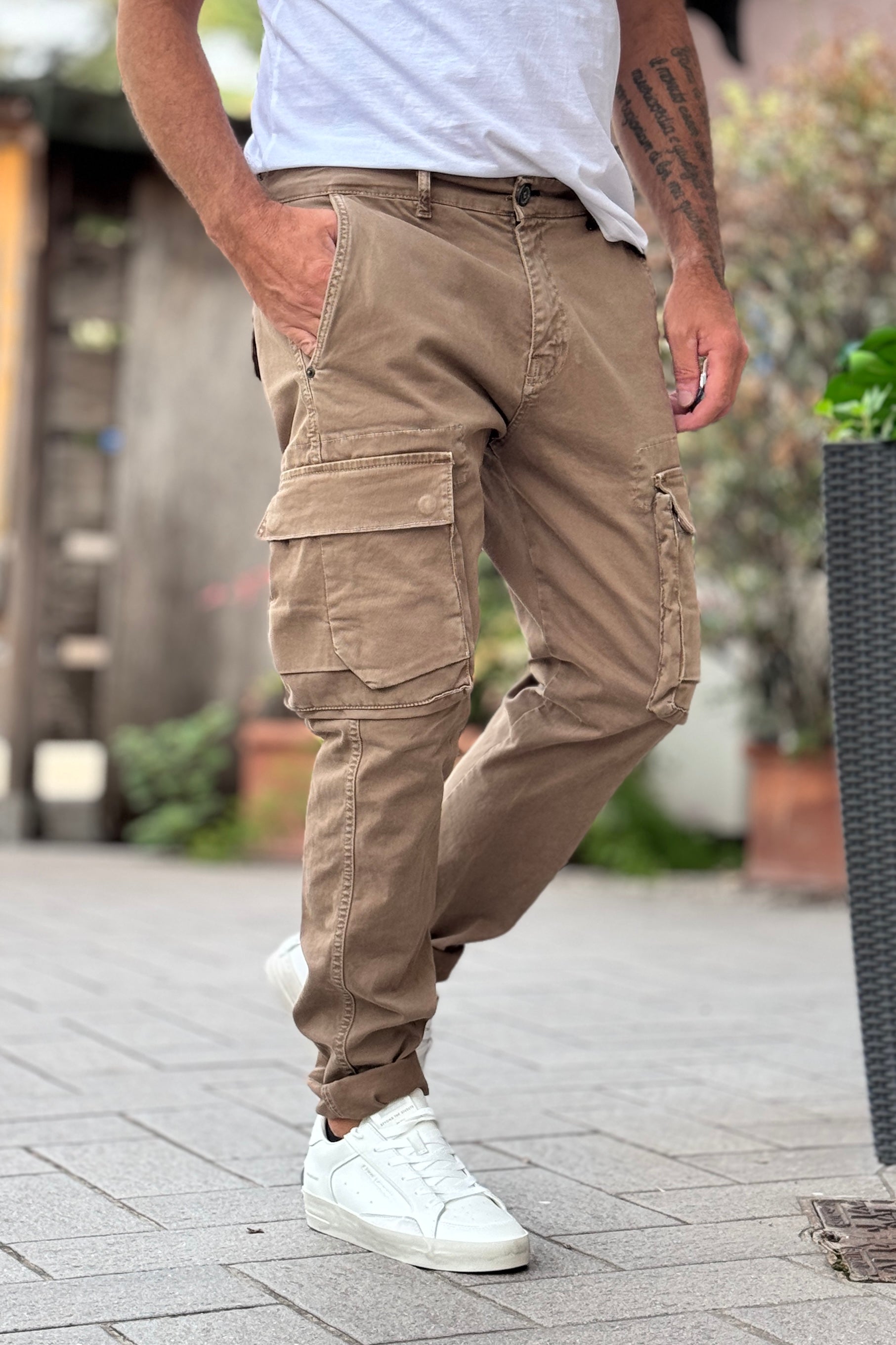 BERNA PANTALONE CARGO - BEIGE
