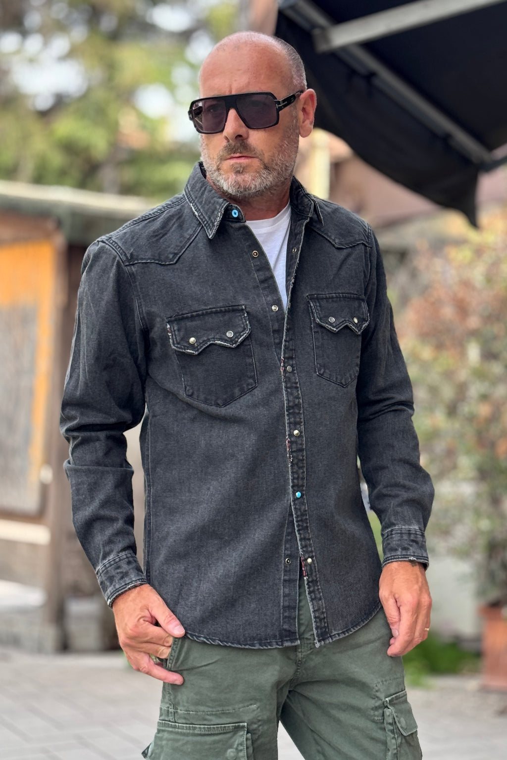 BERNA CAMICIA DENIM - GRIGIO