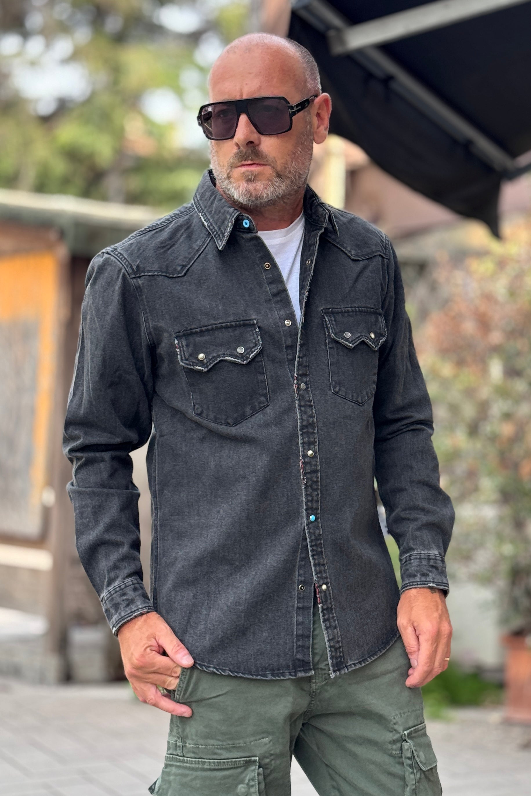 BERNA CAMICIA DENIM - GRIGIO