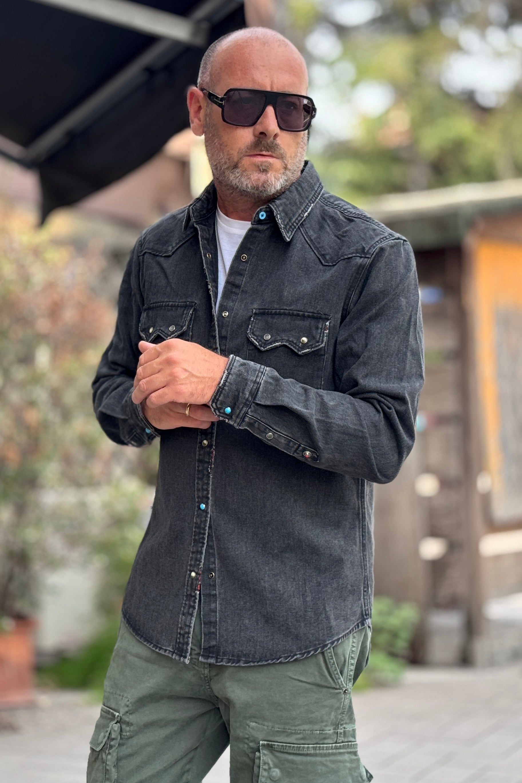 BERNA CAMICIA DENIM - GRIGIO