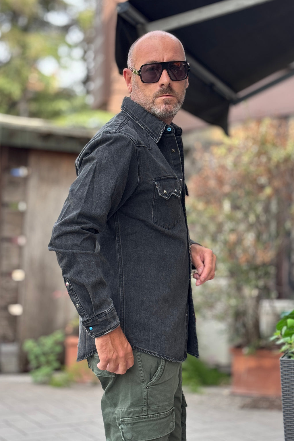 BERNA CAMICIA DENIM - GRIGIO