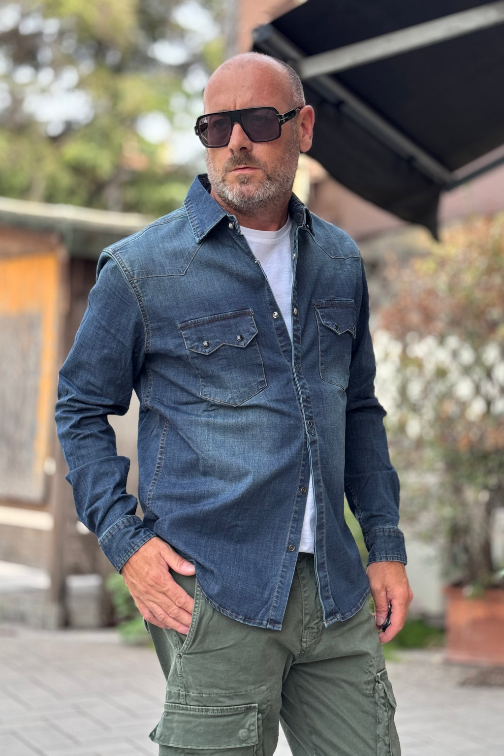 BERNA CAMICIA DENIM - BLU