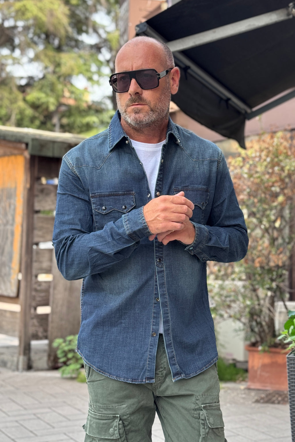 BERNA CAMICIA DENIM - BLU