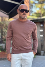 TELAMIRA MAGLIA FINE GIROCOLLO IN LANA - CACAO