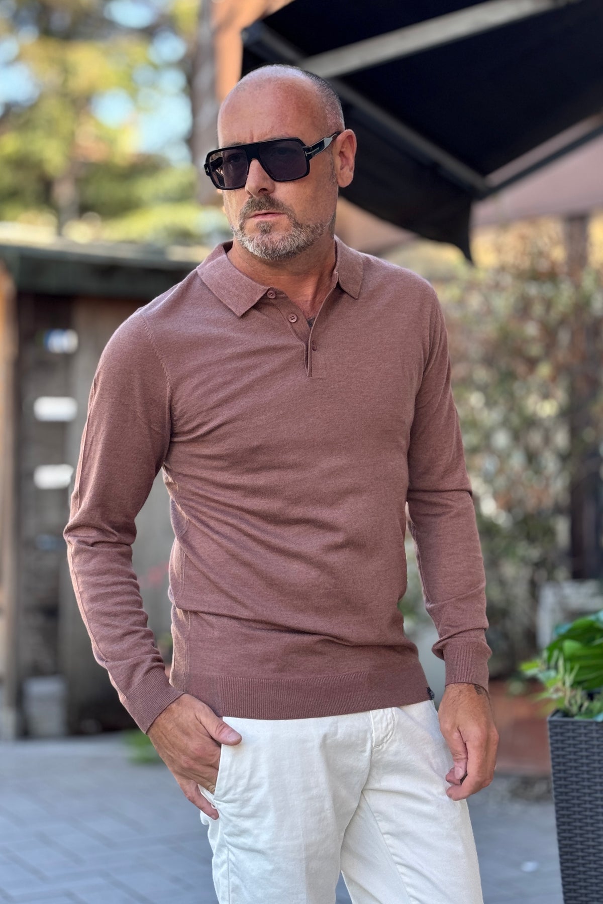 TELAMIRA POLO IN LANA FINE - CACAO